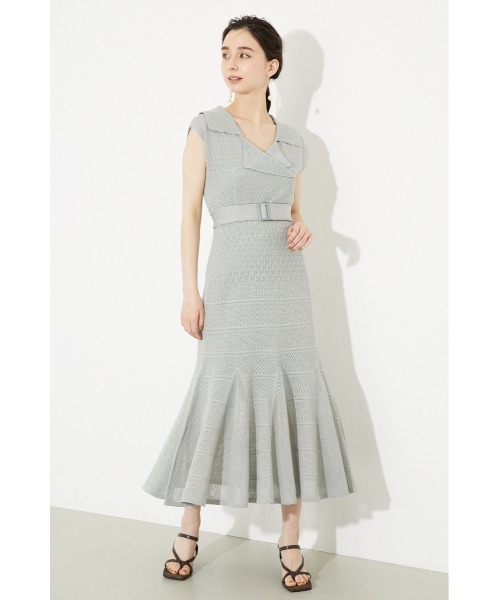 rienda（リエンダ）の「テーラーカラークロシェマーメイドニット  