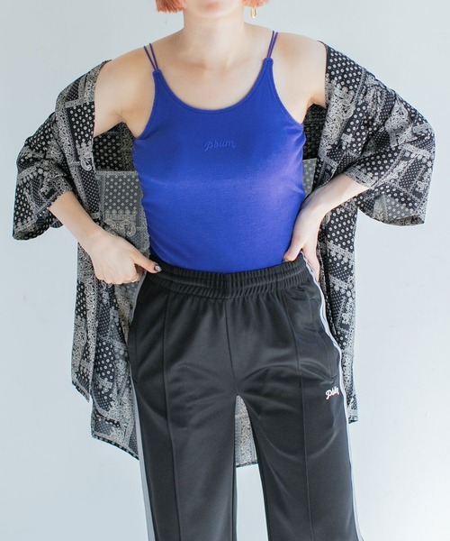 PBLIM（ページボーイリム）の「PAGEBOYLIM/カップ付きロゴシシュウキャミ（キャミソール・レディース・ブラック/オフホワイト/ブルー・FREE）」の3枚目の写真