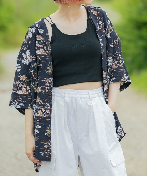 PBLIM（ページボーイリム）の「PAGEBOYLIM/カップ付きロゴシシュウキャミ（キャミソール・レディース・ブラック/オフホワイト/ブルー・FREE）」の10枚目の写真