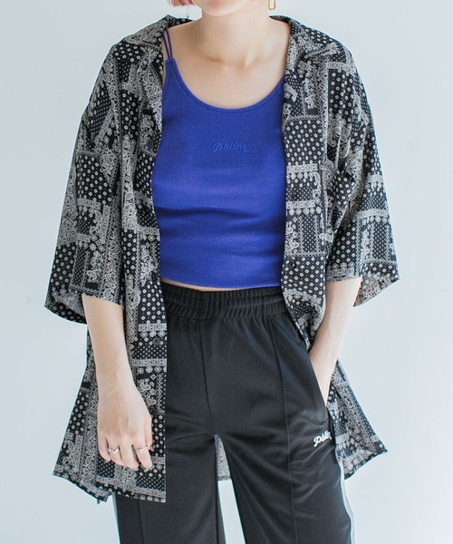 PBLIM（ページボーイリム）の「PAGEBOYLIM/カップ付きロゴシシュウキャミ（キャミソール・レディース・ブラック/オフホワイト/ブルー・FREE）」の12枚目の写真