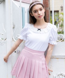DearMyLoveRose（ディアマイラブローズ）の「コットンレース襟リブトップス（Tシャツ/カットソー）」