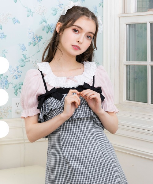 DearMyLoveRose(ディアマイラブローズ)の「コットンレース襟リブトップス(Tシャツ/カットソー・レディース・ホワイト/ブラック/ピンク・MEDIUM/LARGE/X-LARGE/XX-LARGE)」の10枚目の写真