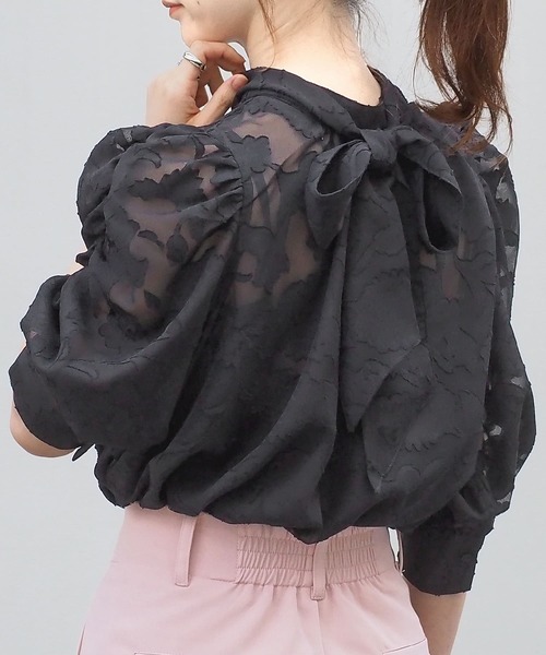 tiptop（ティップトップ）の「前後2wayボウタイ付きブラウス（シャツ/ブラウス・レディース・アイボリー/オフホワイト/ブラック・FREE）」の3枚目の写真