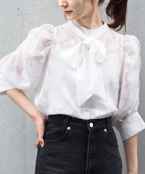 tiptop（ティップトップ）の「前後2wayボウタイ付きブラウス（シャツ/ブラウス・レディース・アイボリー/オフホワイト/ブラック・FREE）」の5枚目の写真