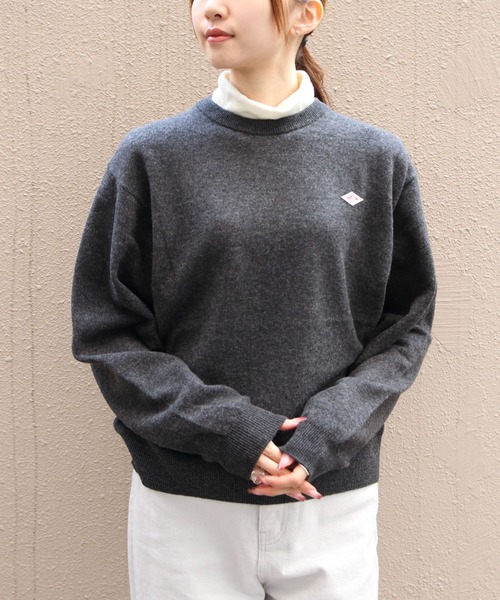 【新品】DANTON ダントン ブラック 黒 ウール ニット セーター 36 DANTON（ダントン）の「[DANTON/ダントン] ワンポイントクルーネック