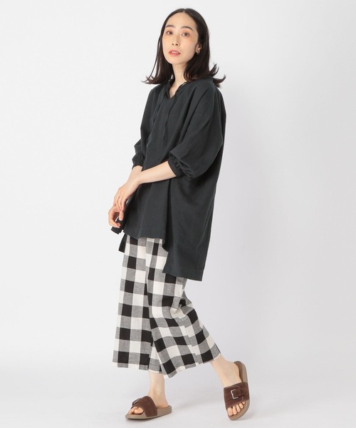 studio CLIP（スタディオクリップ）の「コットンリネンスキッパーチュニック（シャツ/ブラウス・レディース・スモーク/ライトベージュ/ライトブルー・FREE）」の6枚目の写真