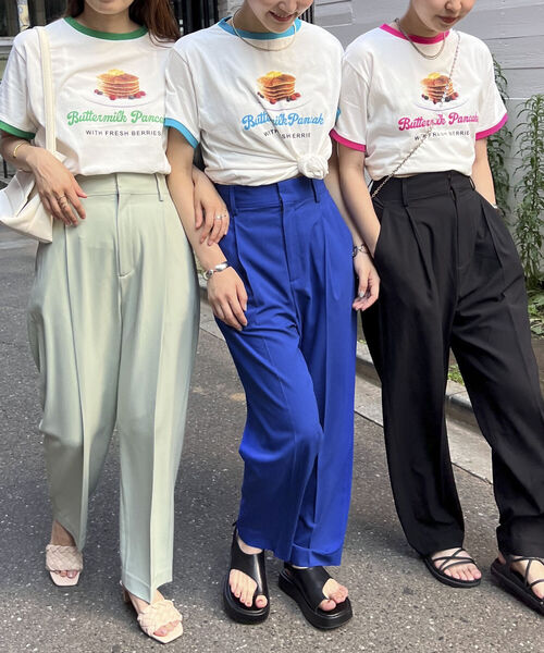 fredy emue(フレディエミュ)の「パンケーキ リンガーTシャツ(Tシャツ/カットソー・レディース・ライトブルー/グリーン/ピンク・38)」の20枚目の写真