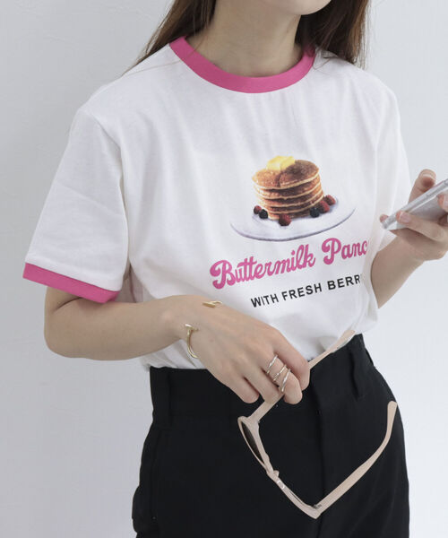 fredy emue(フレディエミュ)の「パンケーキ リンガーTシャツ(Tシャツ/カットソー・レディース・ライトブルー/グリーン/ピンク・38)」の7枚目の写真