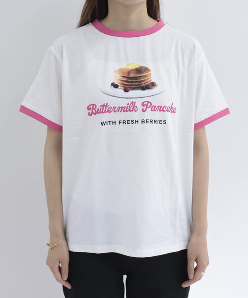 fredy emue(フレディエミュ)の「パンケーキ リンガーTシャツ(Tシャツ/カットソー・レディース・ライトブルー/グリーン/ピンク・38)」の6枚目の写真
