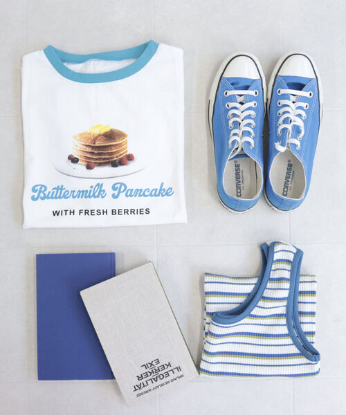 fredy emue(フレディエミュ)の「パンケーキ リンガーTシャツ(Tシャツ/カットソー・レディース・ライトブルー/グリーン/ピンク・38)」の2枚目の写真