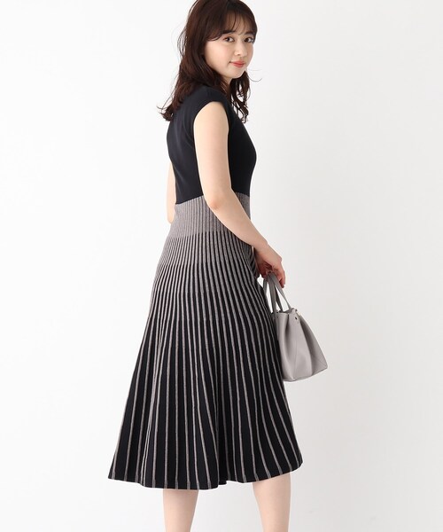 バイカラープリーツニットワンピース Web限定サイズ ワンピース Index インデックス のファッション通販 Zozotown