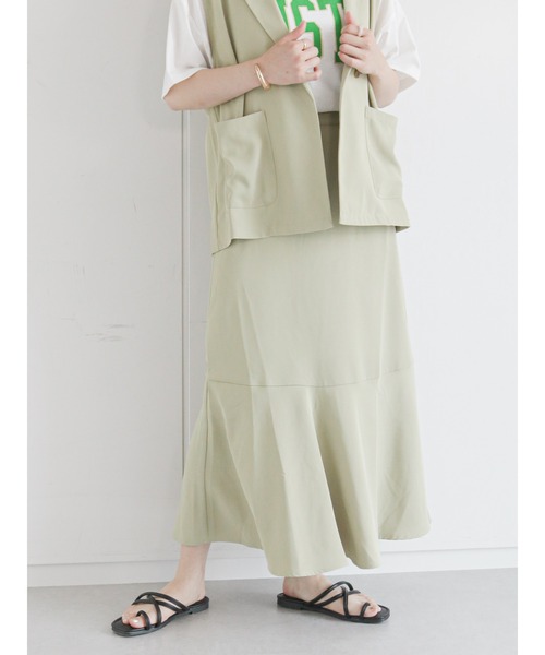 ehka sopo（エヘカソポ）の「マーメイドスカート(セットアップ可)（スカート・レディース・ブラック/ベージュ/グリーン・ﾌﾘ-）」の3枚目の写真