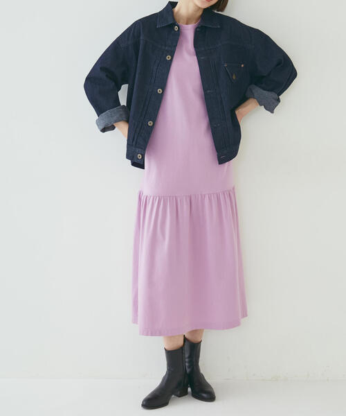 human woman(ヒューマンウーマン)の「◆ティアードワンピース(ワンピース・レディース・パープル/ネイビー・MEDIUM)」の5枚目の写真