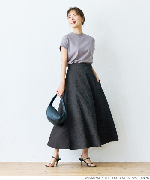 coca（coca）（コカ）の「上品エンボスフレアスカート（スカート・レディース・ブラック/アイボリー・M/L）」の8枚目の写真