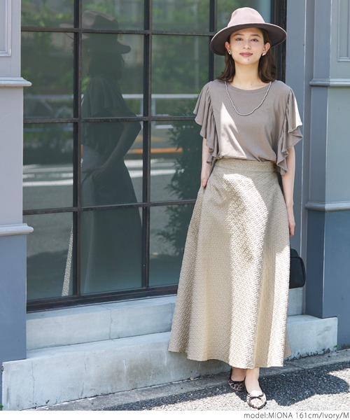 てす　andrea&co エレガント フレアスカート アイボリー 予約】【2026年3月上旬頃配送】ミカドサテンフレアスカート(アイボリー