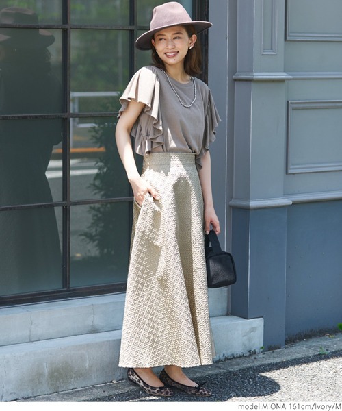 coca（coca）（コカ）の「上品エンボスフレアスカート（スカート・レディース・ブラック/アイボリー・M/L）」の13枚目の写真