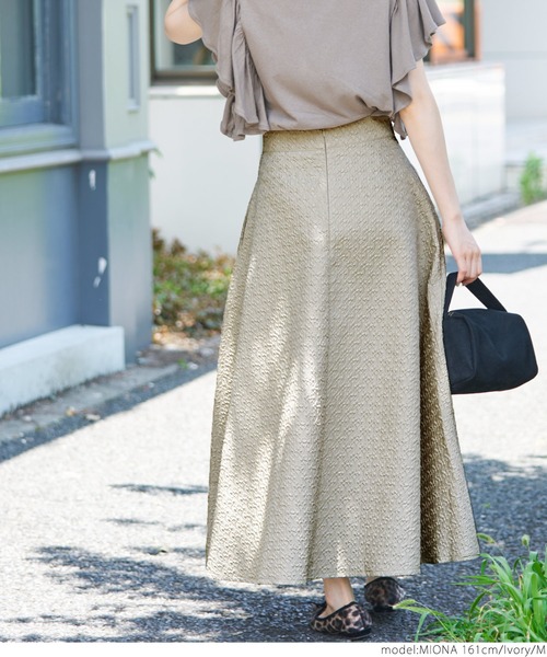 coca（coca）（コカ）の「上品エンボスフレアスカート（スカート・レディース・ブラック/アイボリー・M/L）」の14枚目の写真