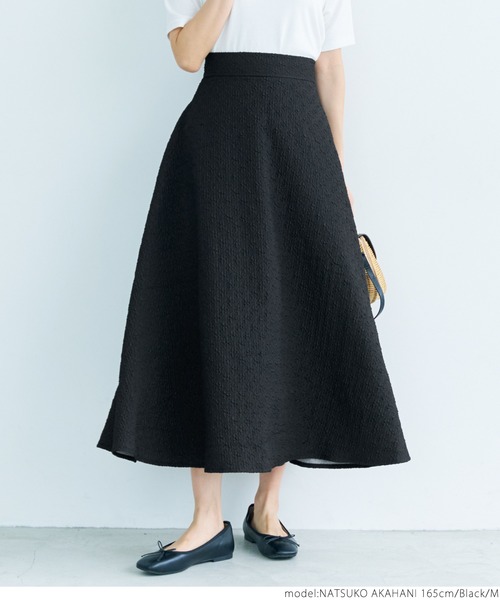 coca（coca）（コカ）の「上品エンボスフレアスカート（スカート・レディース・ブラック/アイボリー・M/L）」の5枚目の写真