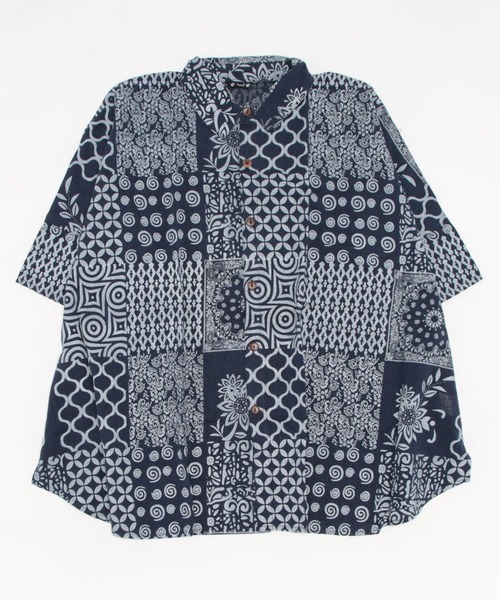 チャイハネ（チャイハネ）の「【チャイハネ】タイルノMEN'Sシャツ（シャツ/ブラウス・メンズ・ベージュ/ネイビー/グリーン・FREE）」の3枚目の写真