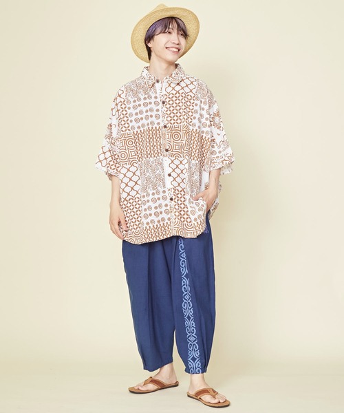 チャイハネ（チャイハネ）の「【チャイハネ】タイルノMEN'Sシャツ（シャツ/ブラウス・メンズ・ベージュ/ネイビー/グリーン・FREE）」の16枚目の写真