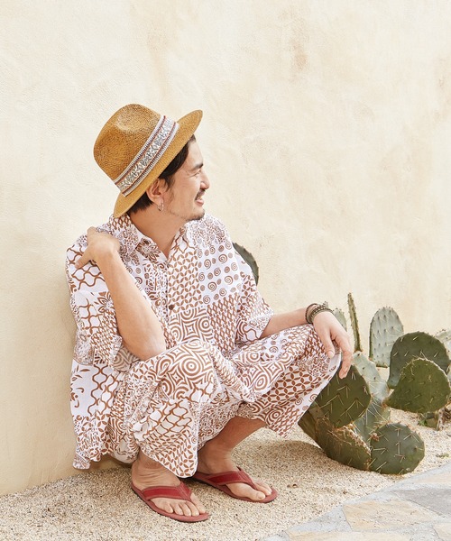 チャイハネ（チャイハネ）の「【チャイハネ】タイルノMEN'Sシャツ（シャツ/ブラウス・メンズ・ベージュ/ネイビー/グリーン・FREE）」の12枚目の写真