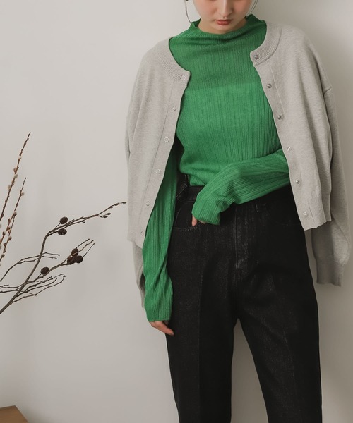 SENSE OF PLACE by URBAN RESEARCH（センスオブプレイスバイアーバンリサーチ）の「シアーコンパクトセーター（ニット/セーター・レディース・ライトブルー/オレンジ/グリーン/ブラック・ONE）」の3枚目の写真