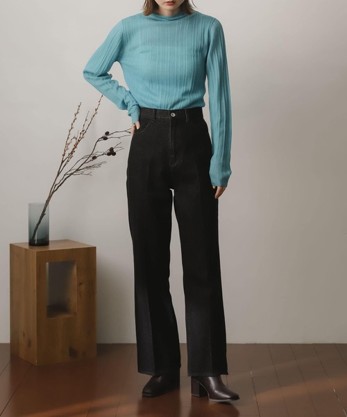 SENSE OF PLACE by URBAN RESEARCH（センスオブプレイスバイアーバンリサーチ）の「シアーコンパクトセーター（ニット/セーター・レディース・ライトブルー/オレンジ/グリーン/ブラック・ONE）」の5枚目の写真