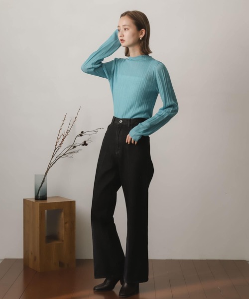 SENSE OF PLACE by URBAN RESEARCH（センスオブプレイスバイアーバンリサーチ）の「シアーコンパクトセーター（ニット/セーター・レディース・ライトブルー/オレンジ/グリーン/ブラック・ONE）」の6枚目の写真