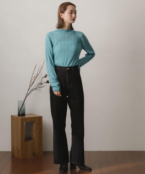 SENSE OF PLACE by URBAN RESEARCH（センスオブプレイスバイアーバンリサーチ）の「シアーコンパクトセーター（ニット/セーター・レディース・ライトブルー/オレンジ/グリーン/ブラック・ONE）」の7枚目の写真