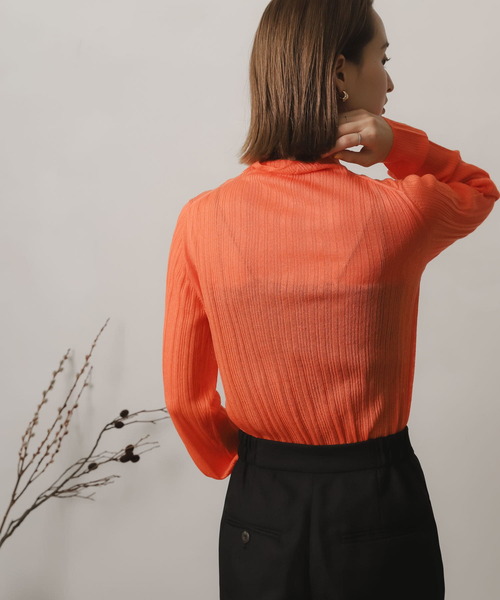 SENSE OF PLACE by URBAN RESEARCH（センスオブプレイスバイアーバンリサーチ）の「シアーコンパクトセーター（ニット/セーター・レディース・ライトブルー/オレンジ/グリーン/ブラック・ONE）」の13枚目の写真