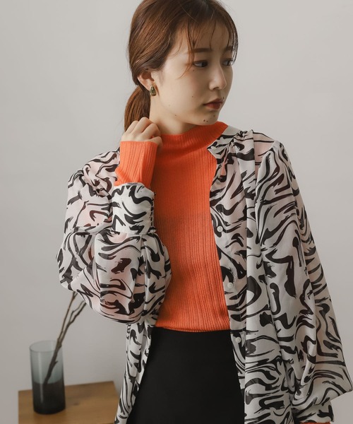 SENSE OF PLACE by URBAN RESEARCH（センスオブプレイスバイアーバンリサーチ）の「シアーコンパクトセーター（ニット/セーター・レディース・ライトブルー/オレンジ/グリーン/ブラック・ONE）」の14枚目の写真