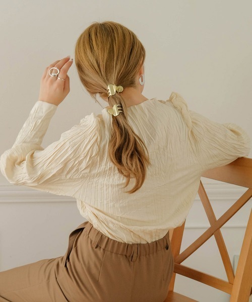 売れ筋商品|||ビーヤング シャツ レディース トップス BYEMMAN - Button-down blouse - mottled beige ビーヤング シャツ レディース トップス BYEMMAN - Button-down