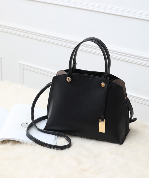 MERCURYDUO（マーキュリーデュオ）の「【MERCURYDUO/マーキュリーデュオ】軽量　両アオリポケット付き　ハンドバッグ（ハンドバッグ・レディース・ブラック/アイボリー/ベージュ系その他・FREE）」の8枚目の写真