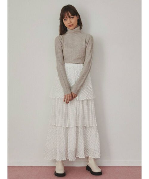 merry jenny(メリージェニー)の「checkシアーテイアードスカート(スカート・レディース・アイボリー/オフホワイト/ブラック・FREE)」の5枚目の写真