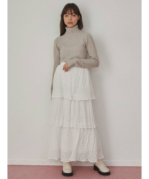 merry jenny(メリージェニー)の「checkシアーテイアードスカート(スカート・レディース・アイボリー/オフホワイト/ブラック・FREE)」の6枚目の写真