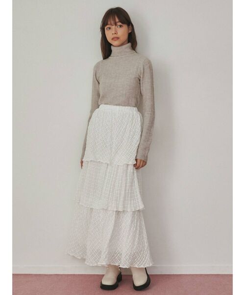 merry jenny(メリージェニー)の「checkシアーテイアードスカート(スカート・レディース・アイボリー/オフホワイト/ブラック・FREE)」の7枚目の写真