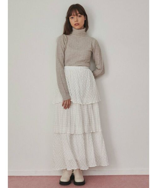 merry jenny(メリージェニー)の「checkシアーテイアードスカート(スカート・レディース・アイボリー/オフホワイト/ブラック・FREE)」の8枚目の写真