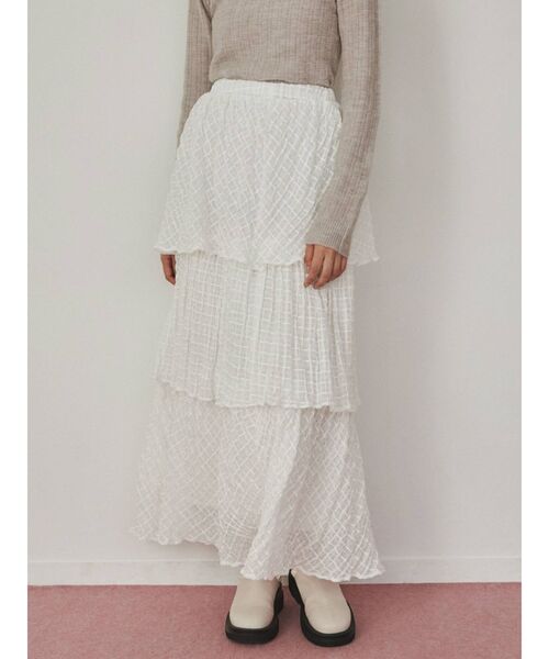 merry jenny(メリージェニー)の「checkシアーテイアードスカート(スカート・レディース・アイボリー/オフホワイト/ブラック・FREE)」の9枚目の写真