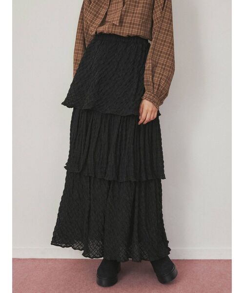 merry jenny(メリージェニー)の「checkシアーテイアードスカート(スカート・レディース・アイボリー/オフホワイト/ブラック・FREE)」の13枚目の写真