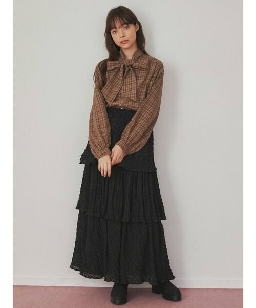 merry jenny(メリージェニー)の「checkシアーテイアードスカート(スカート・レディース・アイボリー/オフホワイト/ブラック・FREE)」の14枚目の写真