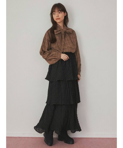 merry jenny(メリージェニー)の「checkシアーテイアードスカート(スカート・レディース・アイボリー/オフホワイト/ブラック・FREE)」の22枚目の写真