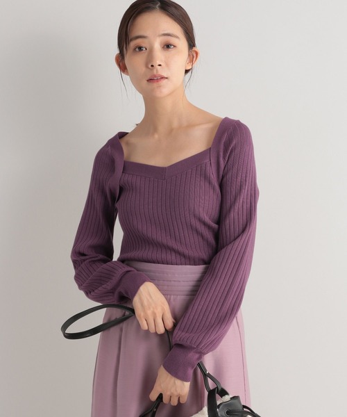 Andemiu（アンデミュウ）の「デコルテデザインニット162151（ニット/セーター・レディース・ブラック/ベージュ/グリーン/パープル・FREE）」の11枚目の写真