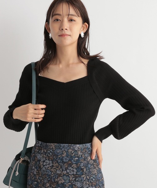 Andemiu（アンデミュウ）の「デコルテデザインニット162151（ニット/セーター・レディース・ブラック/ベージュ/グリーン/パープル・FREE）」の6枚目の写真