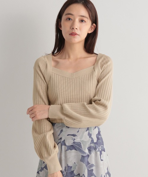 Andemiu（アンデミュウ）の「デコルテデザインニット162151（ニット/セーター・レディース・ブラック/ベージュ/グリーン/パープル・FREE）」の5枚目の写真