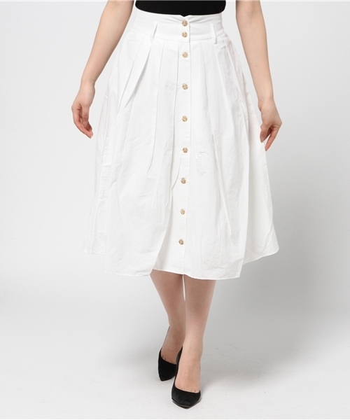 DISCOAT（ディスコート）の「【Discoat】前釦ミモレ丈スカート（スカート・レディース・ホワイト/ネイビー・MEDIUM/LARGE）」の10枚目の写真
