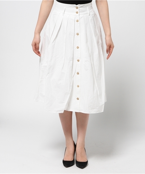 DISCOAT（ディスコート）の「【Discoat】前釦ミモレ丈スカート（スカート・レディース・ホワイト/ネイビー・MEDIUM/LARGE）」の7枚目の写真