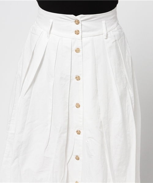 DISCOAT（ディスコート）の「【Discoat】前釦ミモレ丈スカート（スカート・レディース・ホワイト/ネイビー・MEDIUM/LARGE）」の3枚目の写真