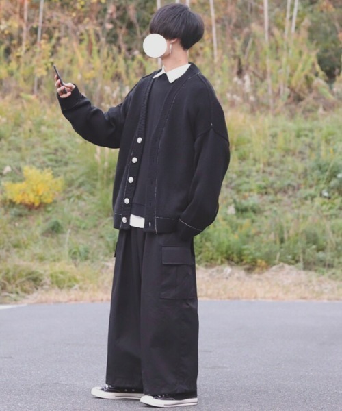 INTER FACTORY(インターファクトリー)の「ファッションインフルエンサー DAISUKE - バルーンスリーブステッチニットカーディガン(カーディガン/ボレロ・メンズ・ブラック/モカ/ベージュ・MEDIUM/LARGE)」の16枚目の写真