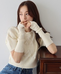 BLUEEAST | アームウォーマー付きショートケーブルニット(ニット/セーター)