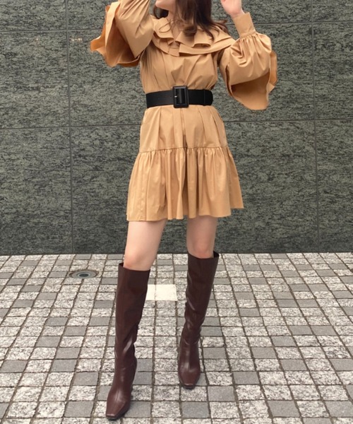 EIMY ISTOIRE(エイミーイストワール)の「フリルカラーミニワンピース(ワンピース・レディース・ブラック/ホワイト/ベージュ・FREE)」の22枚目の写真